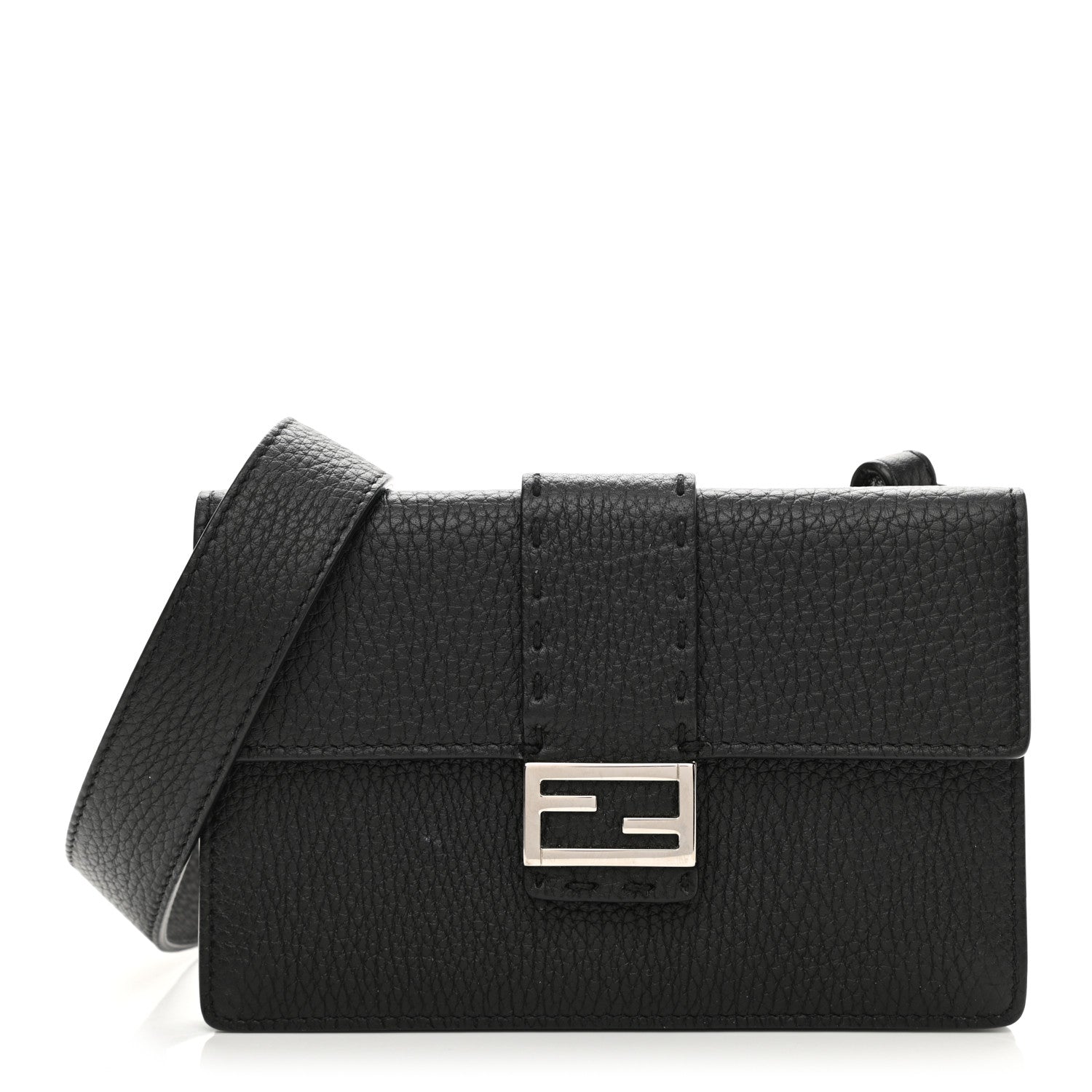 Fendi Cuoio Romano Selleria Baguette Belt Pouch Black 1 of 12