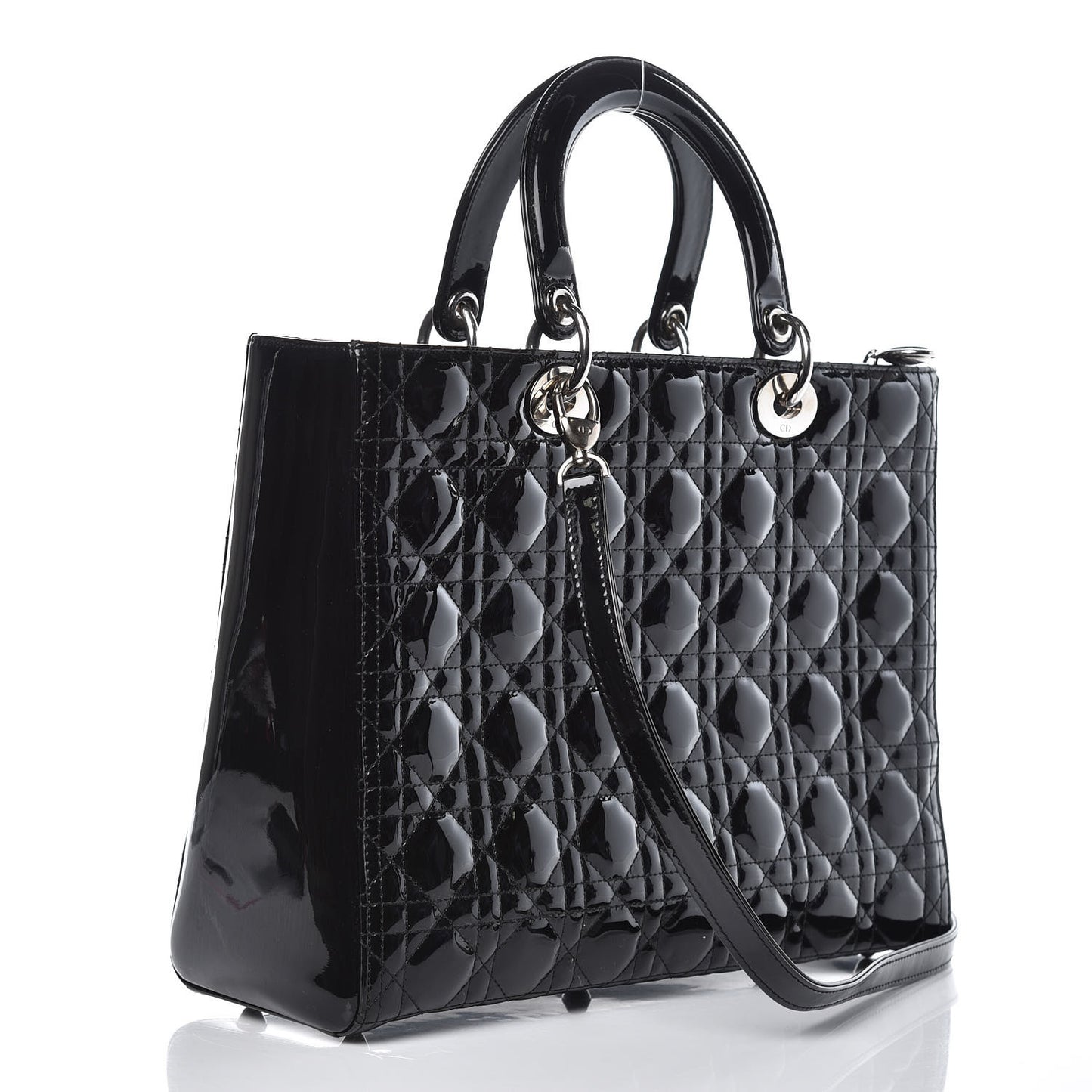 Patent Cannage Large Lady Dior Black
