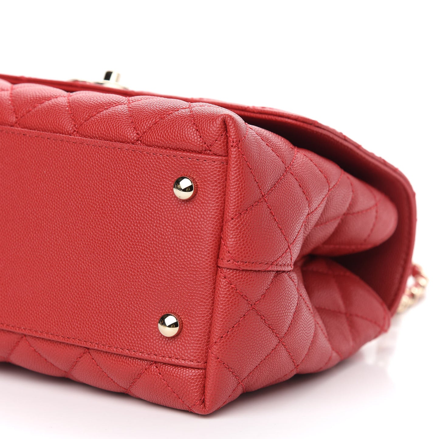 Caviar Quilted Small Coco Handle Flap Red