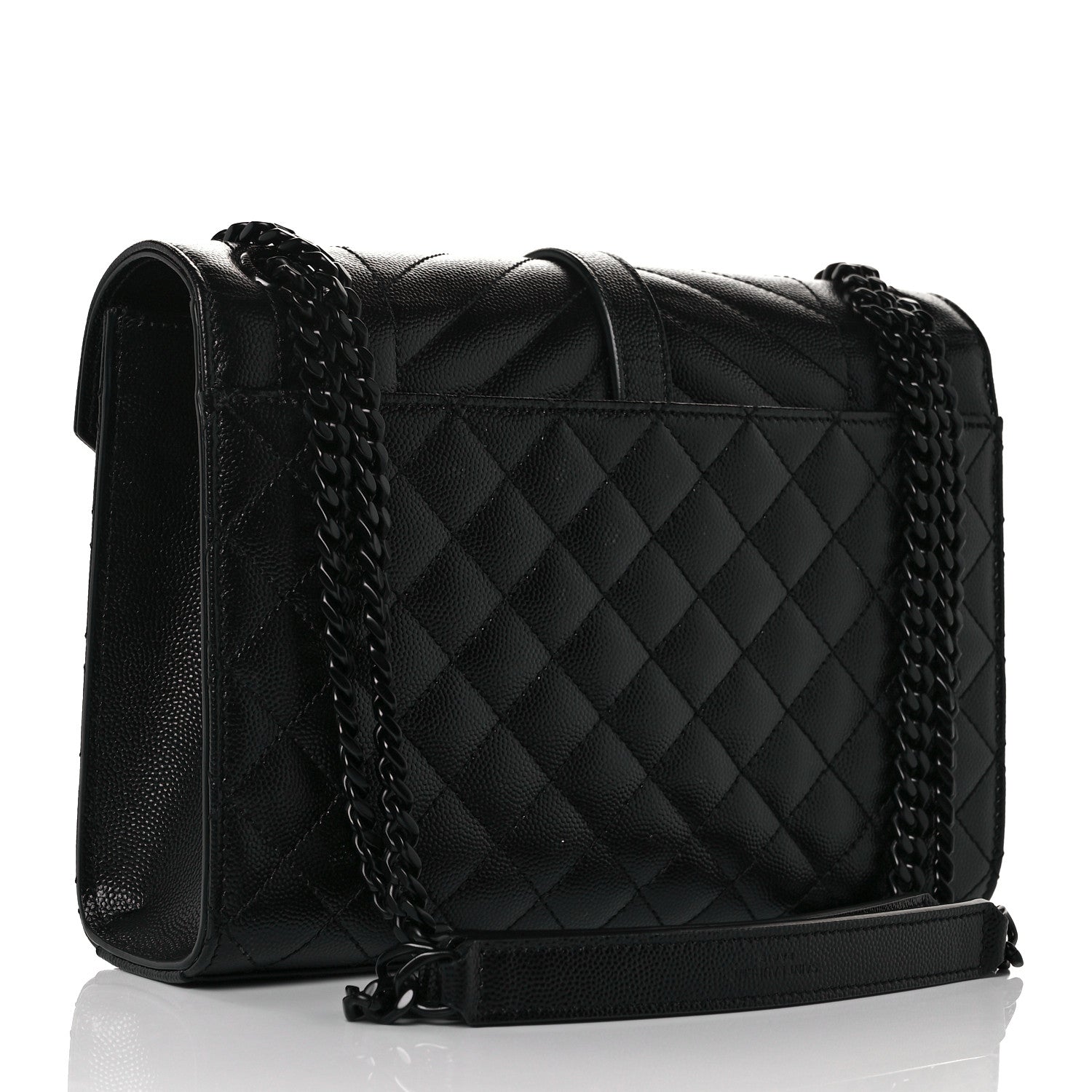 Saint Laurent Grain De Poudre Textured Mixed Matelasse Triquilt Medium Monogram Satchel Black 3 of 12