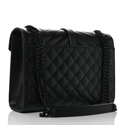 Saint Laurent Grain De Poudre Textured Mixed Matelasse Triquilt Medium Monogram Satchel Black 3 of 12