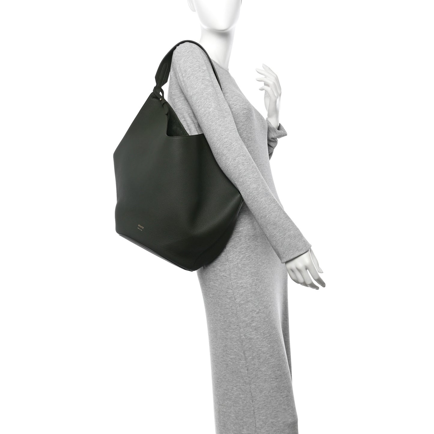Pebbled Sport Calfskin Medium Lotus Tote Bottle Green