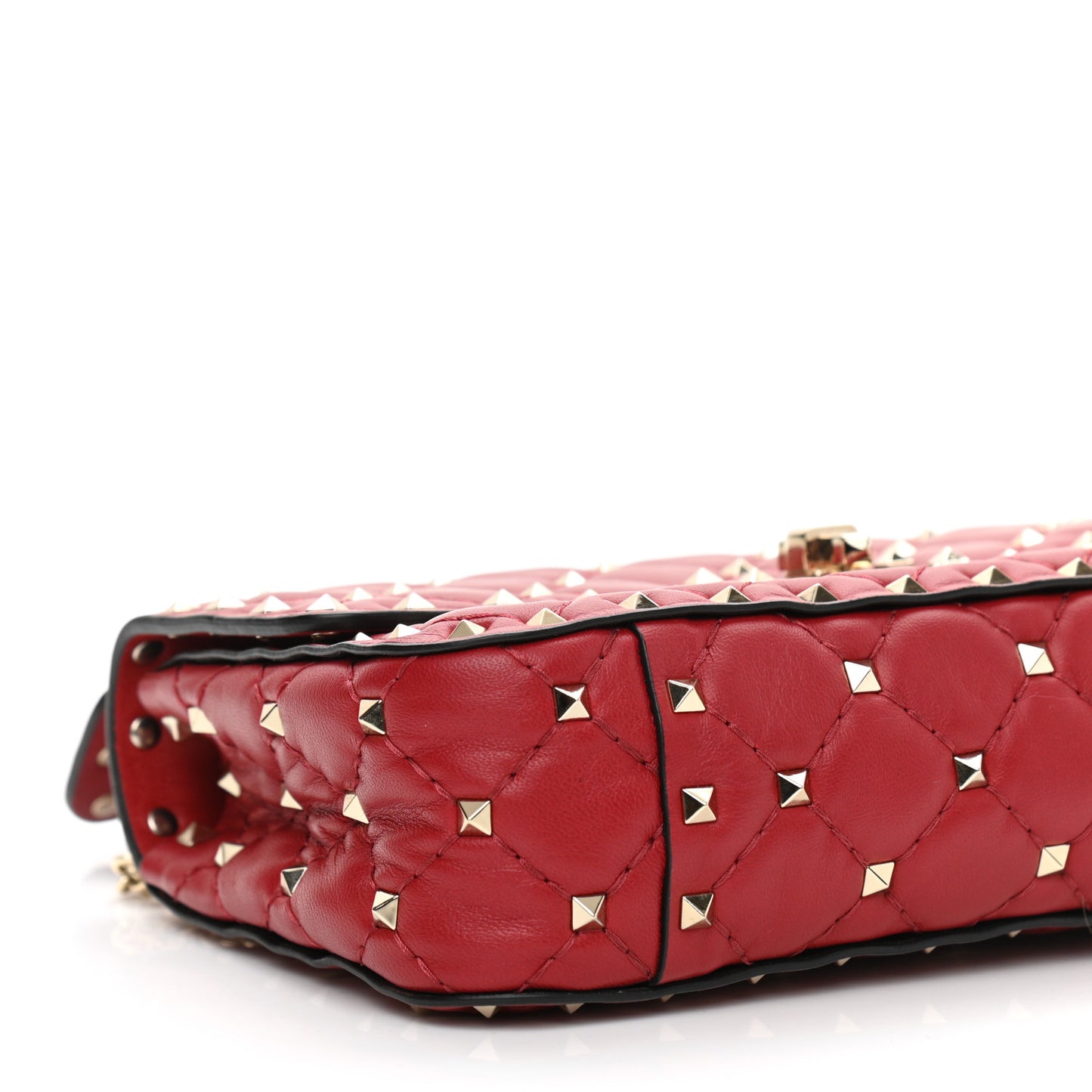 Nappa Small Rockstud Spike Shoulder Bag Rosso Valentino