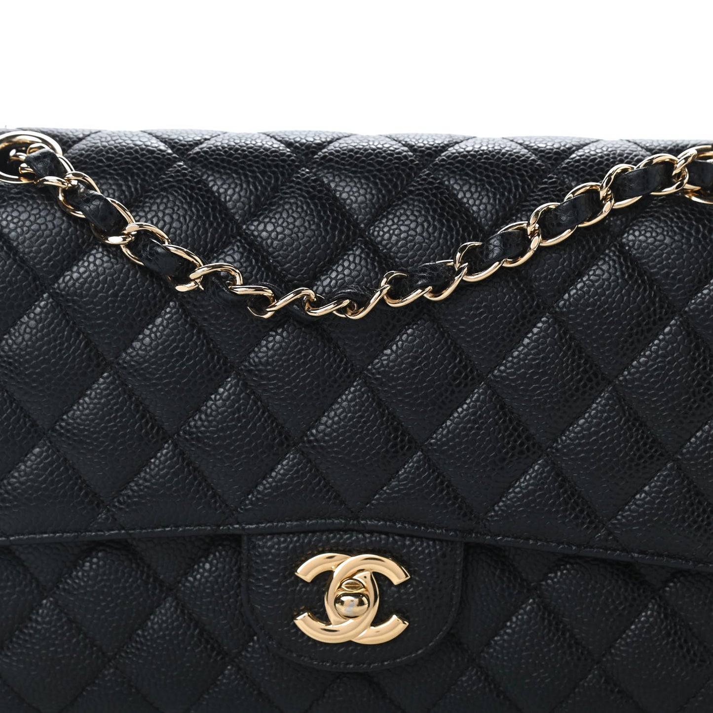 Caviar Quilted Medium Double Flap Black