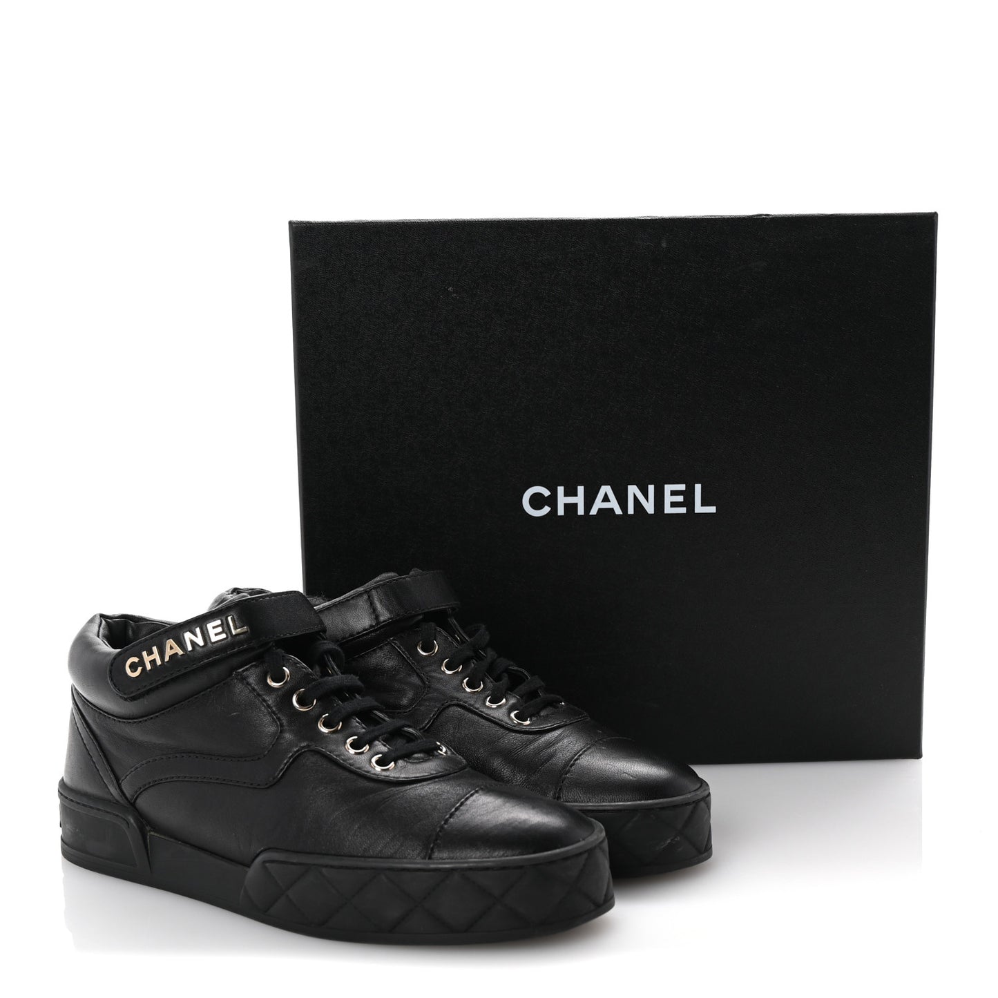 Lambskin Logo Strap Sneakers 40 Black