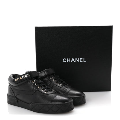 Chanel Lambskin Logo Strap Sneakers 40 Black 10 of 10