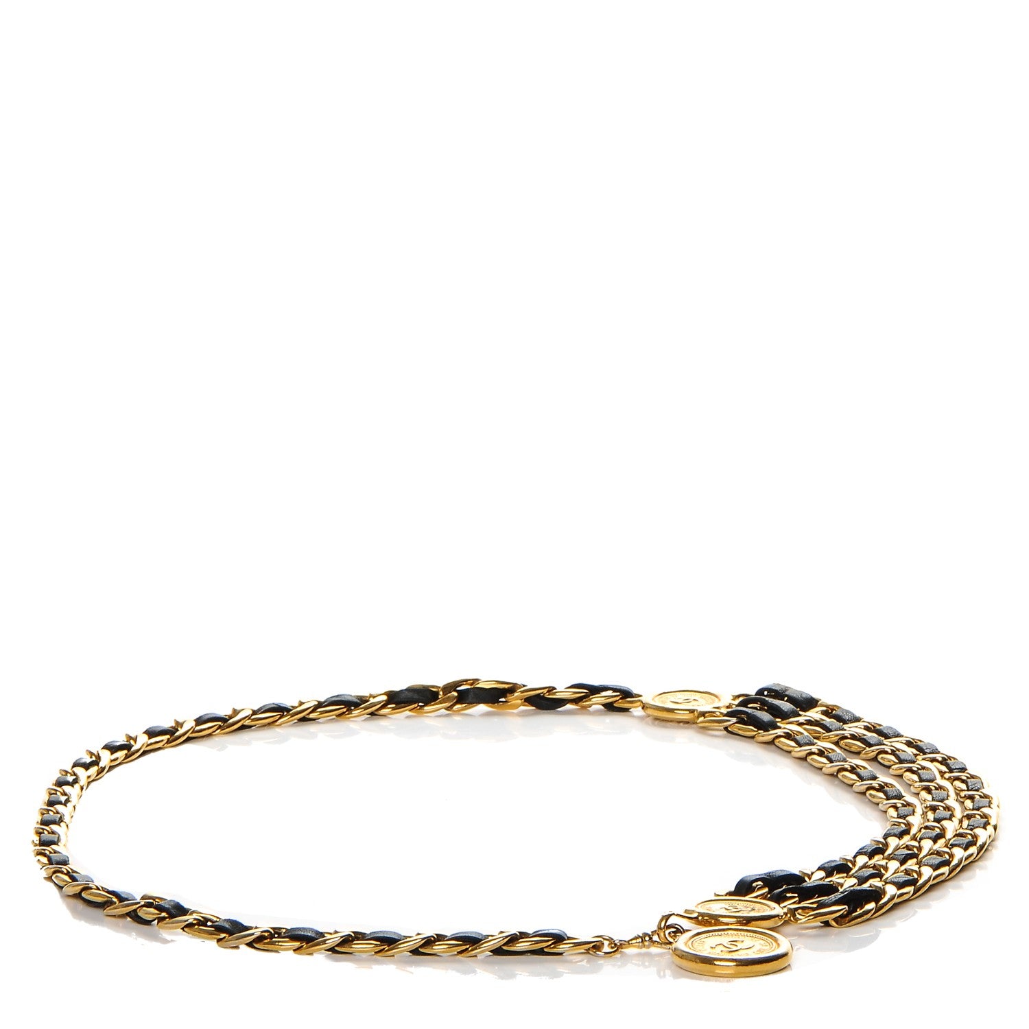 Chanel Lambskin Chain CC Medallion Belt Black Gold 1 of 5