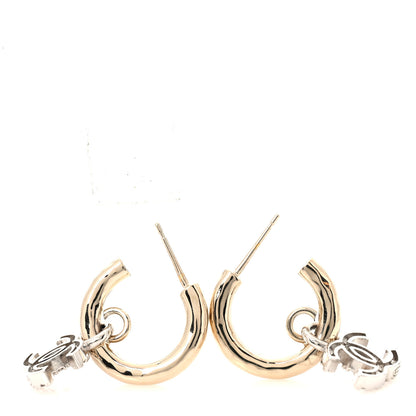 Chanel Metal Crystal CC Hoop Drop Earrings Gold 3 of 5