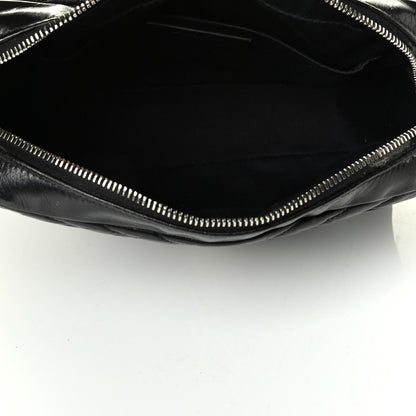 Saint Laurent Cracked Shiny Calfskin Matelasse Monogram Lou Camera Bag Black 4 of 9