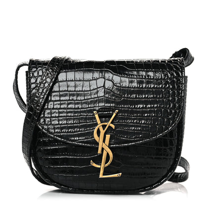 Saint Laurent Crocodile Embossed Calfskin Small Kaia Satchel Black 1 of 8