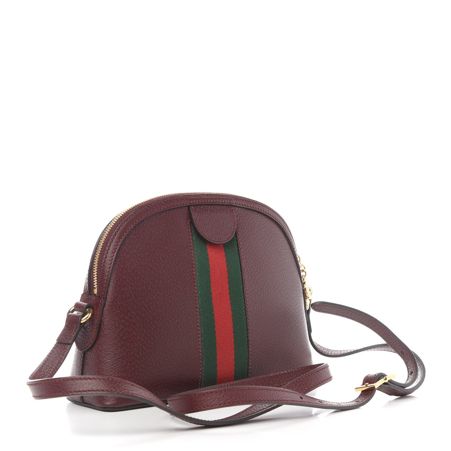 Gucci Textured Calfskin Web Small Ophidia Dome Shoulder Bag Vintage Bordeaux 3 of 9
