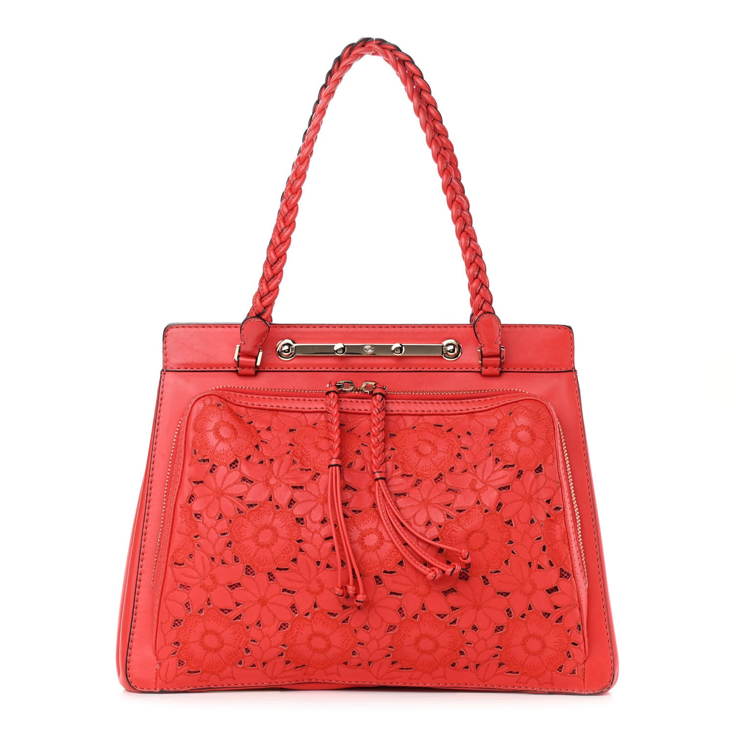 Vitello Lace Demetra Satchel Coral