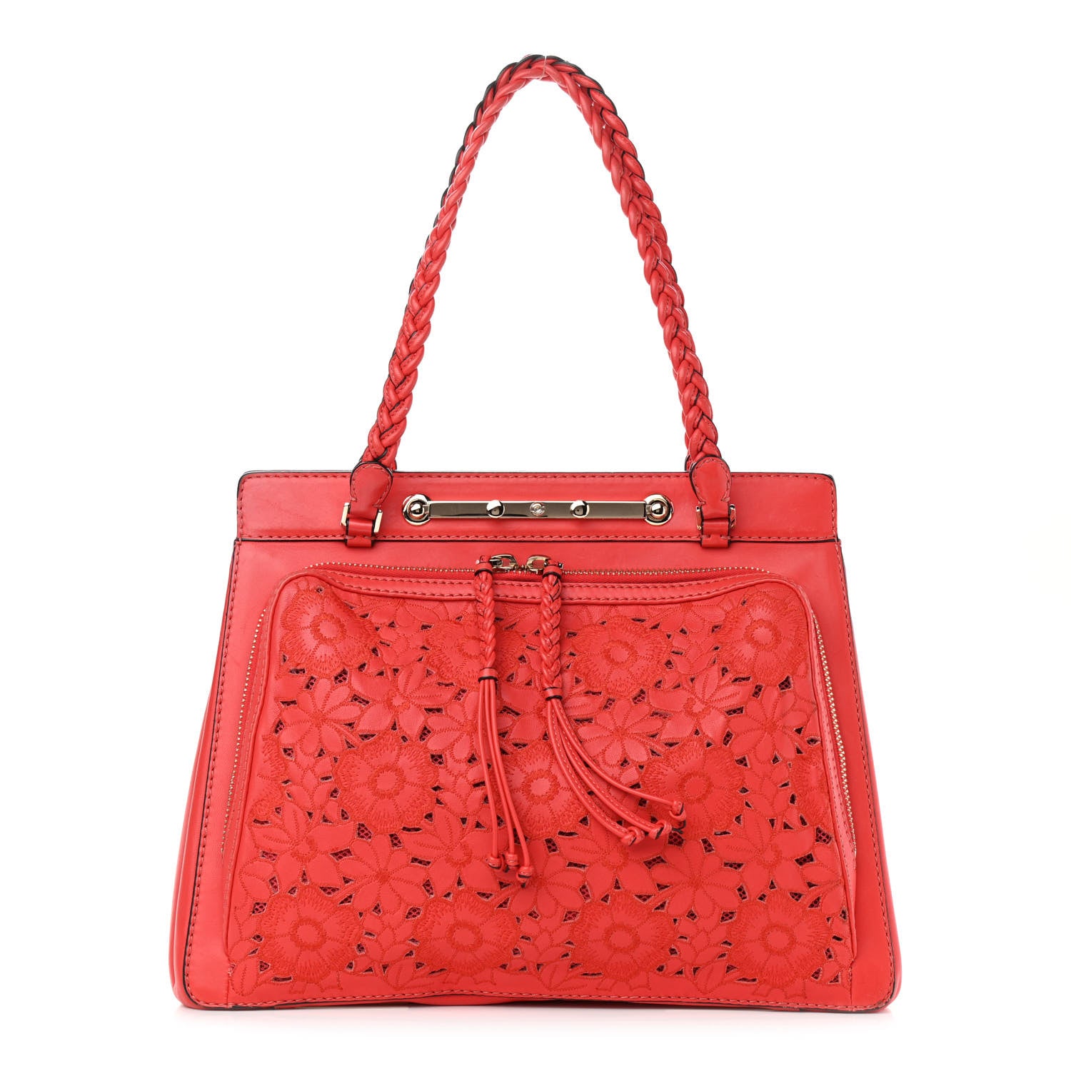 Valentino Garavani Vitello Lace Demetra Satchel Coral 1 of 13