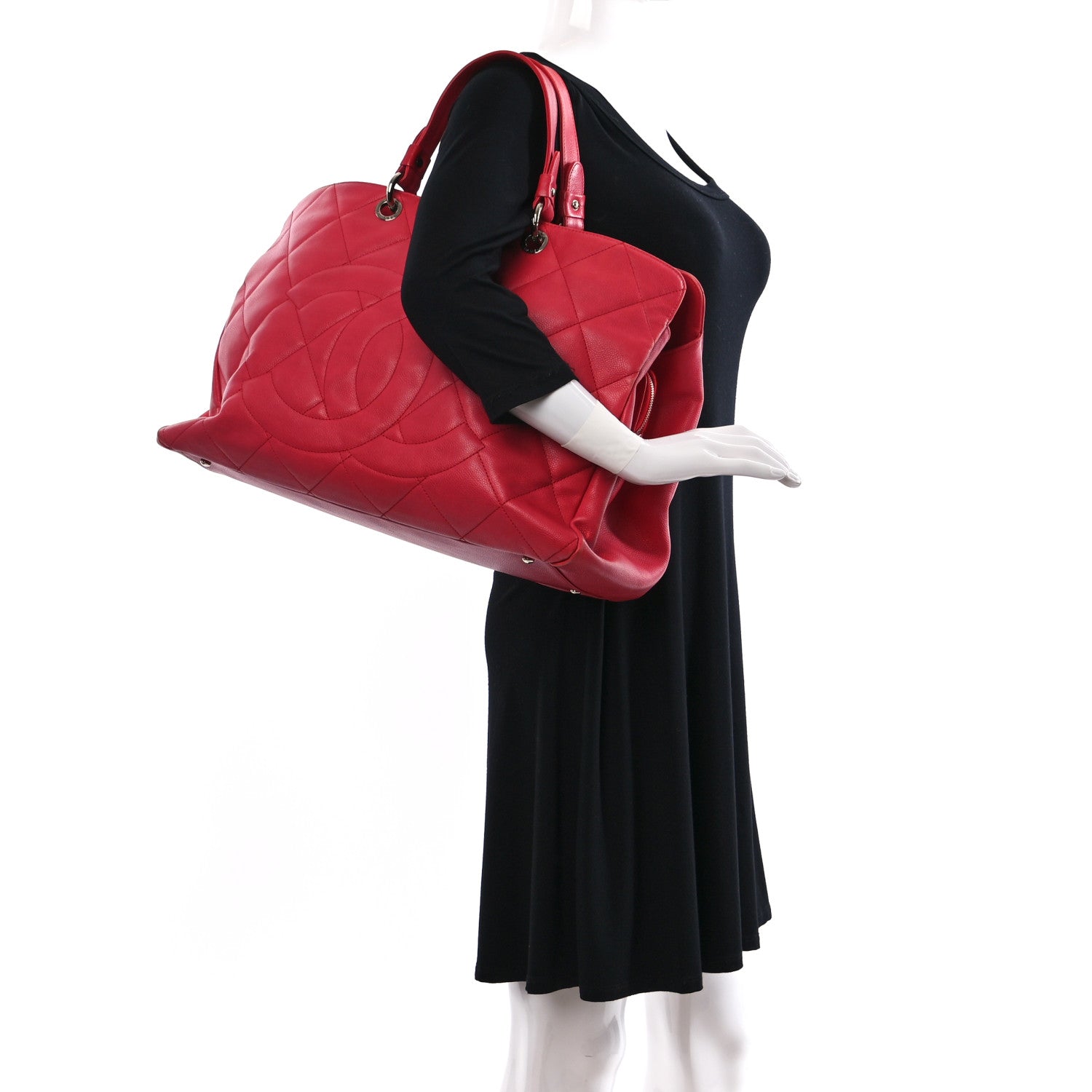 Chanel Soft Caviar Quilted Large CC Timeless Tote Fuchsia 2 of 10