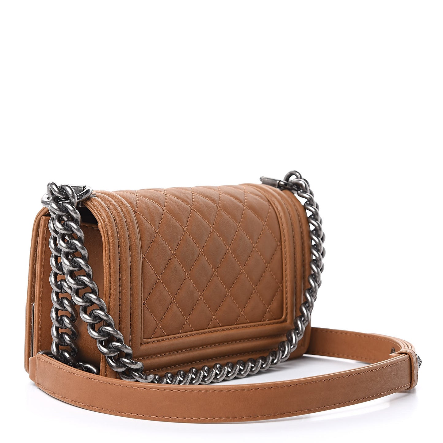 Calfskin Quilted Metal Embellished Paris Dallas Small Boy Flap Beige