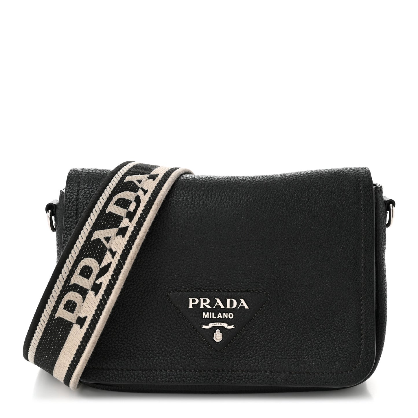 Vitello Daino Soft Flap Crossbody Black