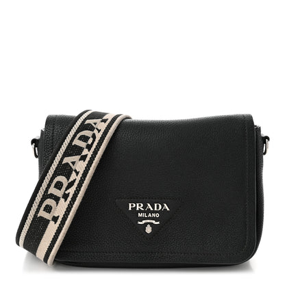 Prada Vitello Daino Soft Flap Crossbody Black 1 of 11