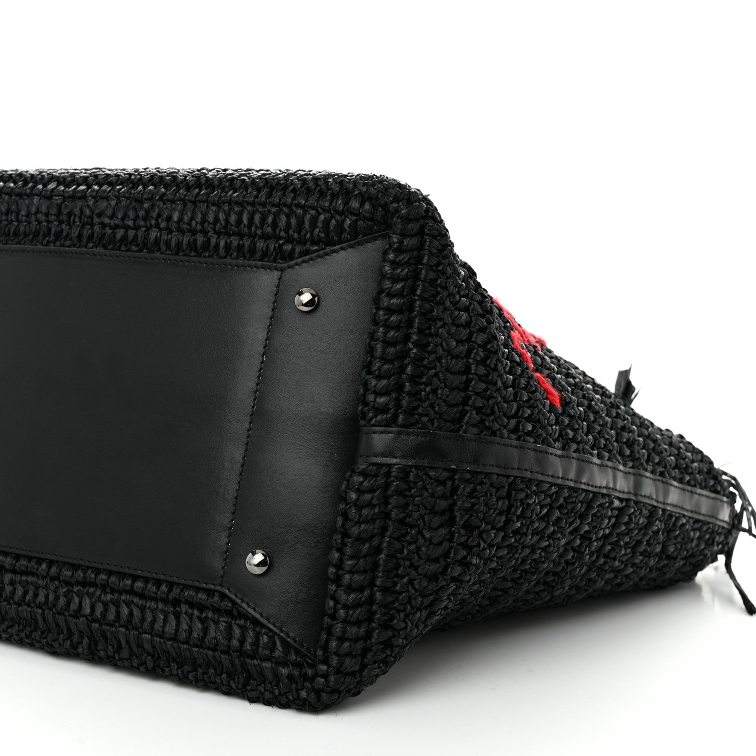 Christian Louboutin Raffia Medium Frangibus Starlight Tote Black 10 of 10