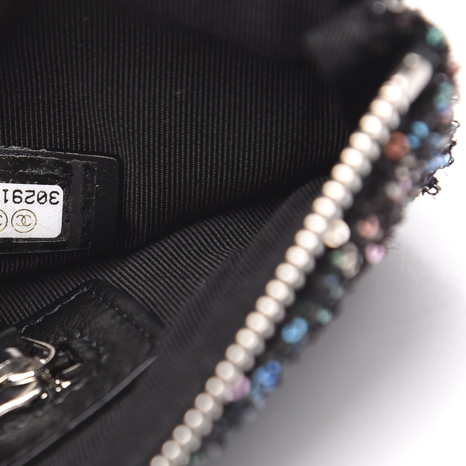 Chanel Canvas Sequin Medium Deauville Cosmetic Pouch Black 7 of 13