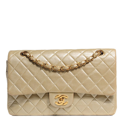 Chanel Lambskin Quilted Medium Double Flap Light Gold 1 of 8