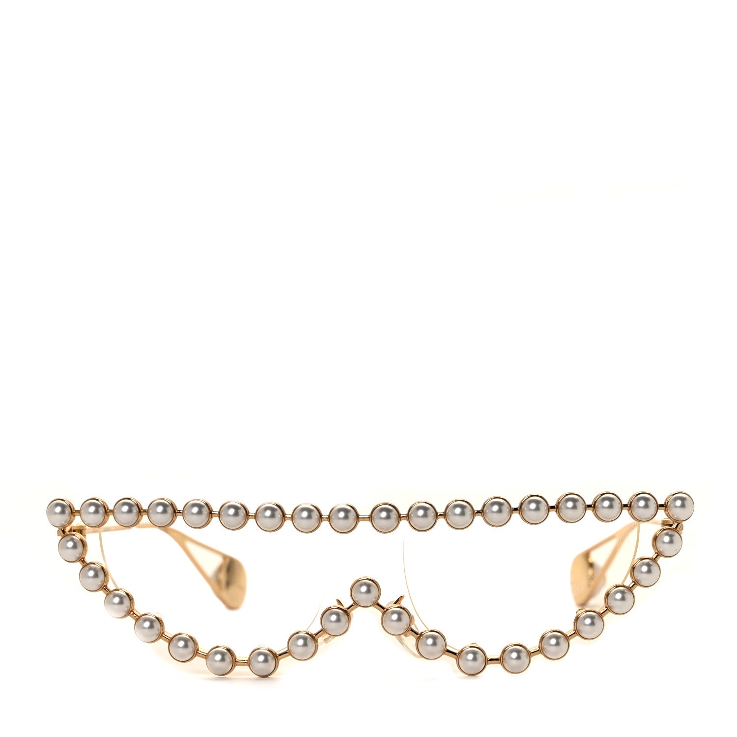 Gucci Metal Pearl Cat Eye Sunglasses GG0364S Gold 2 of 7