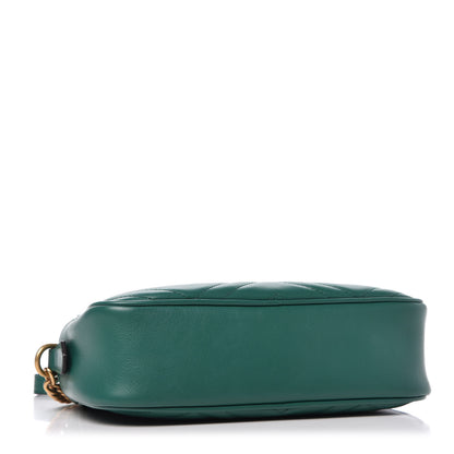 Gucci Calfskin Matelasse Small GG Marmont Chain Shoulder Bag Emerald Green 4 of 10