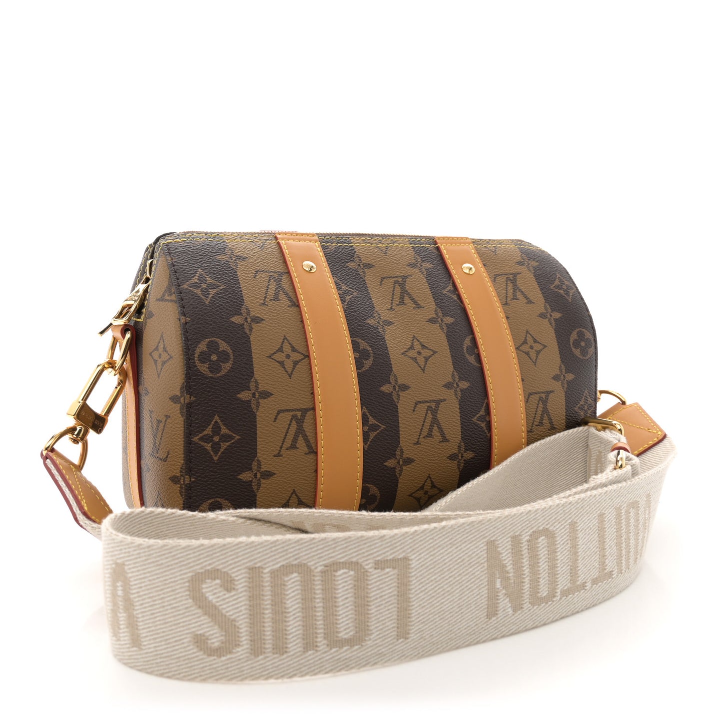 X NIGO Reverse Monogram Stripes City Keepall Bandouliere Brown