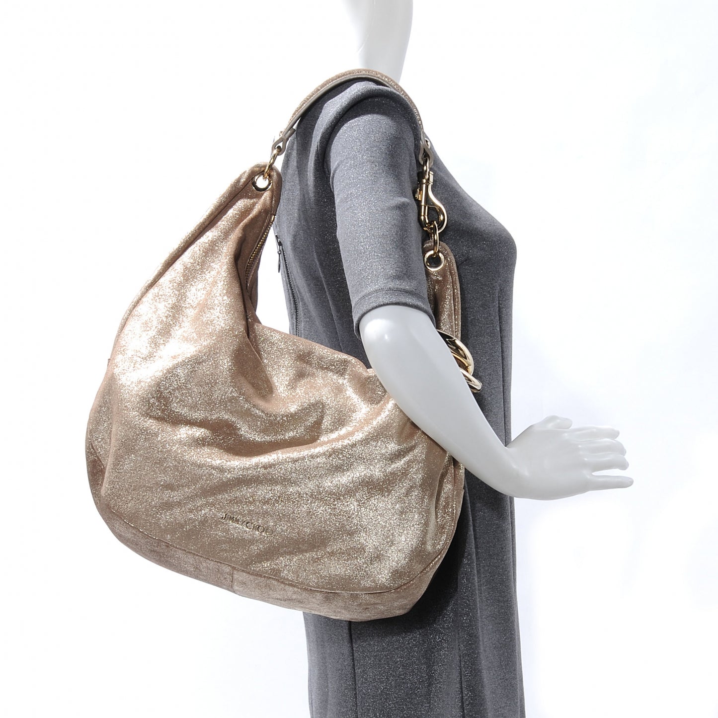 Suede Large Solar Hobo Metallic Gold