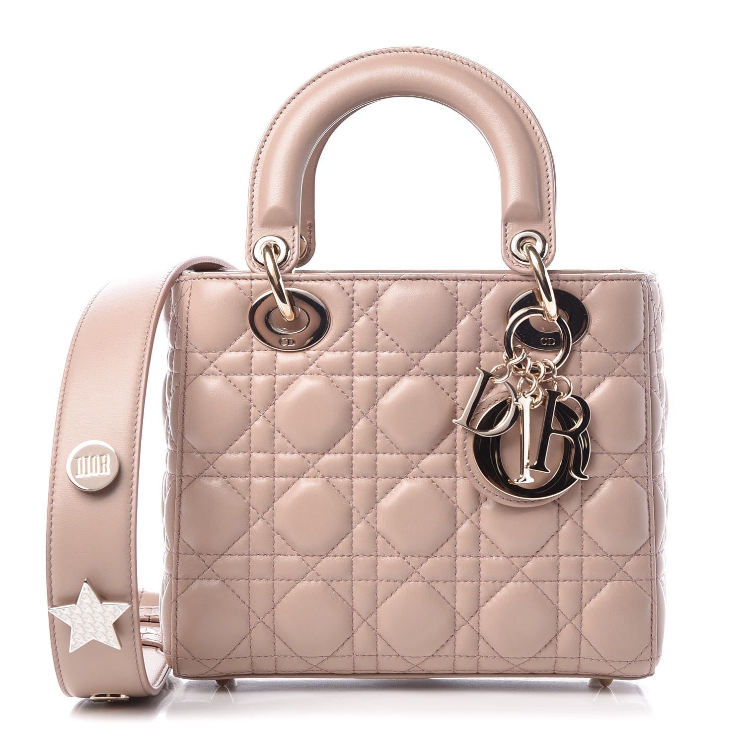 Christian Dior Lambskin Cannage Small Lucky Badges My Lady Dior Taupe 1 of 6