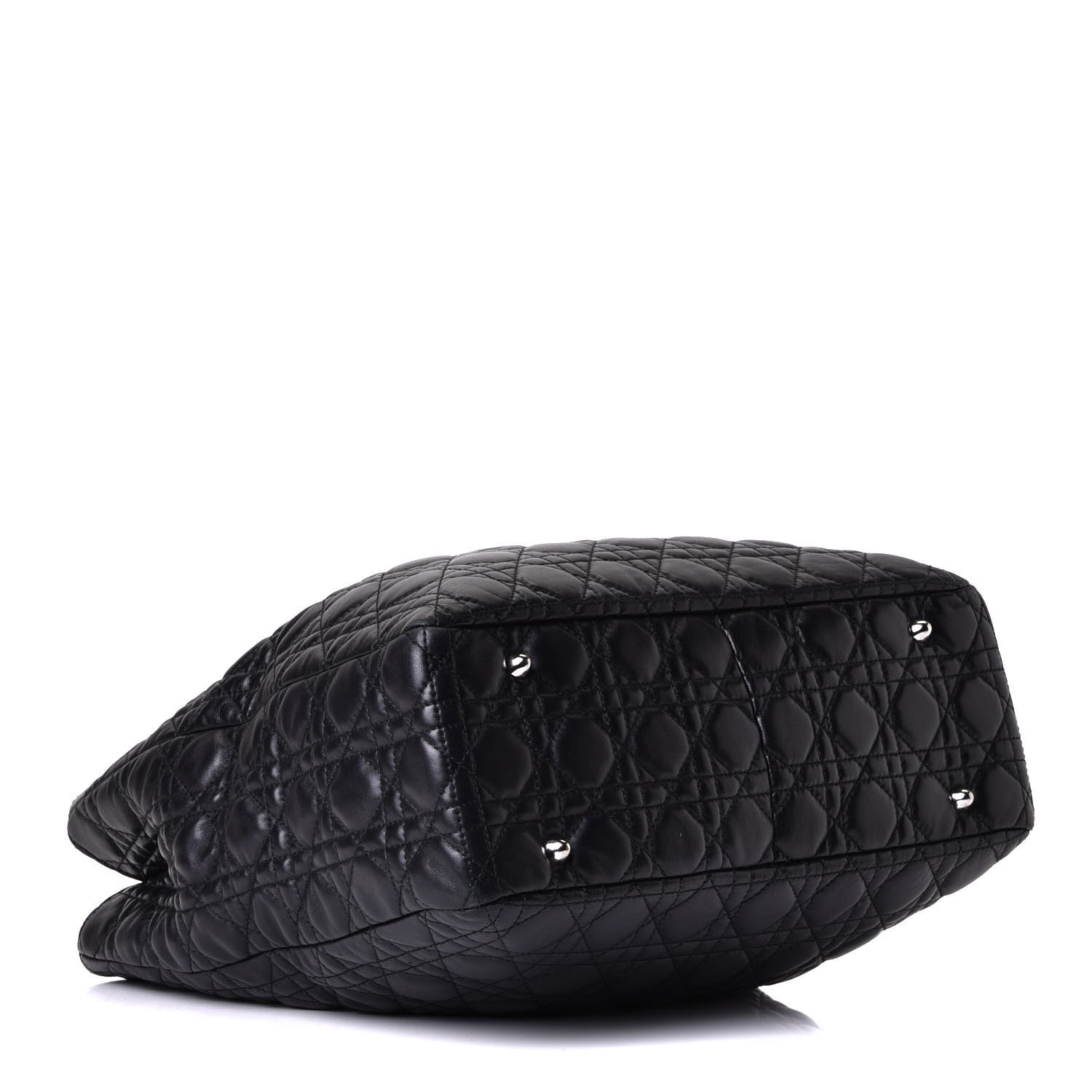 Christian Dior Lambskin Cannage Lock Tote Black 3 of 6