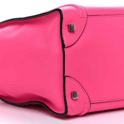 Celine Drummed Calfskin Mini Luggage Fluo Pink 10 of 11