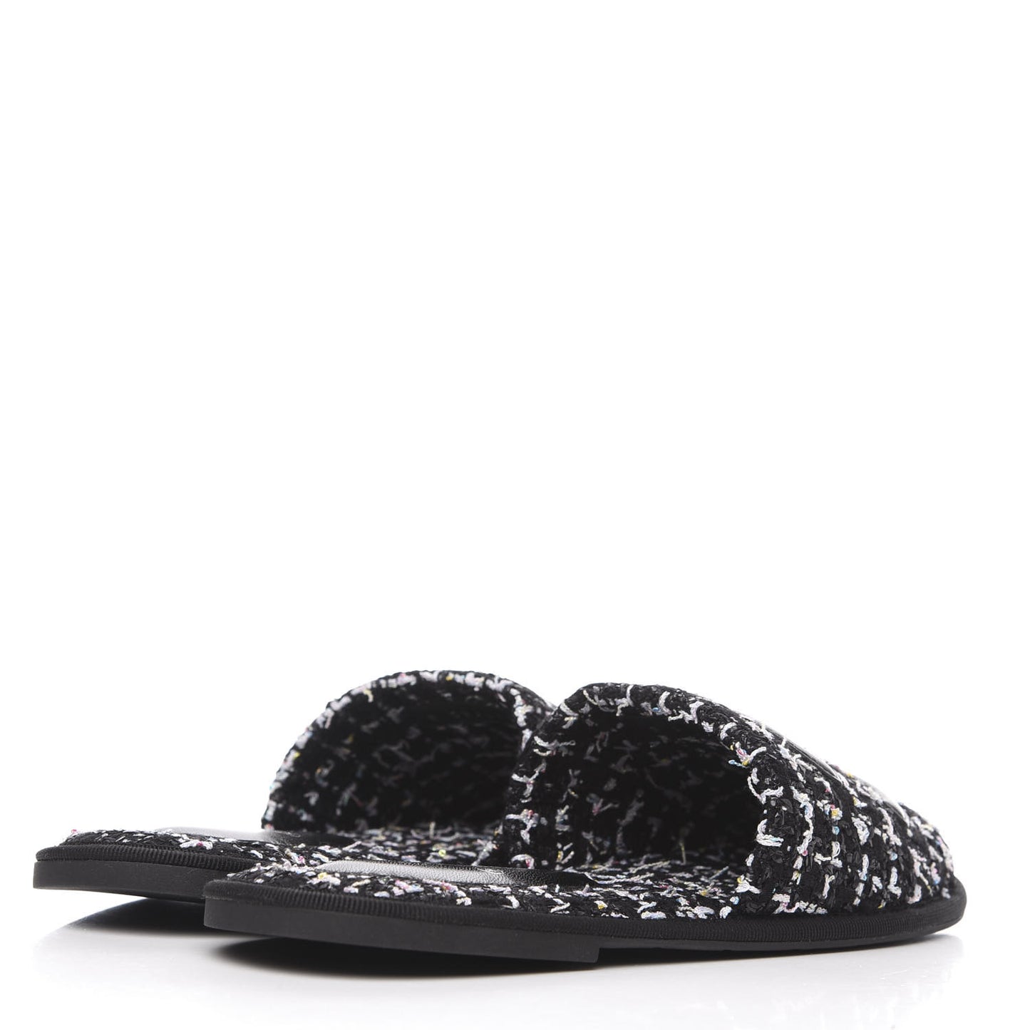 Tweed CC Flat Mules XS Black