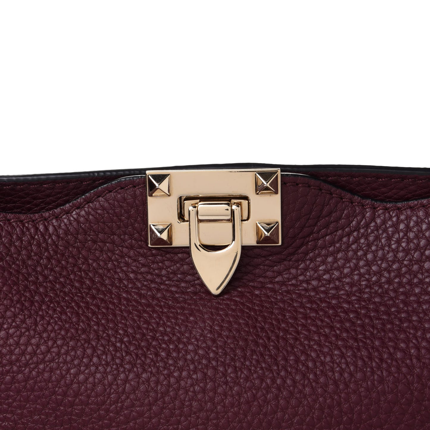 Pebbled Calfskin Small Rockstud Flip-Lock Messenger Bag Vinaccia