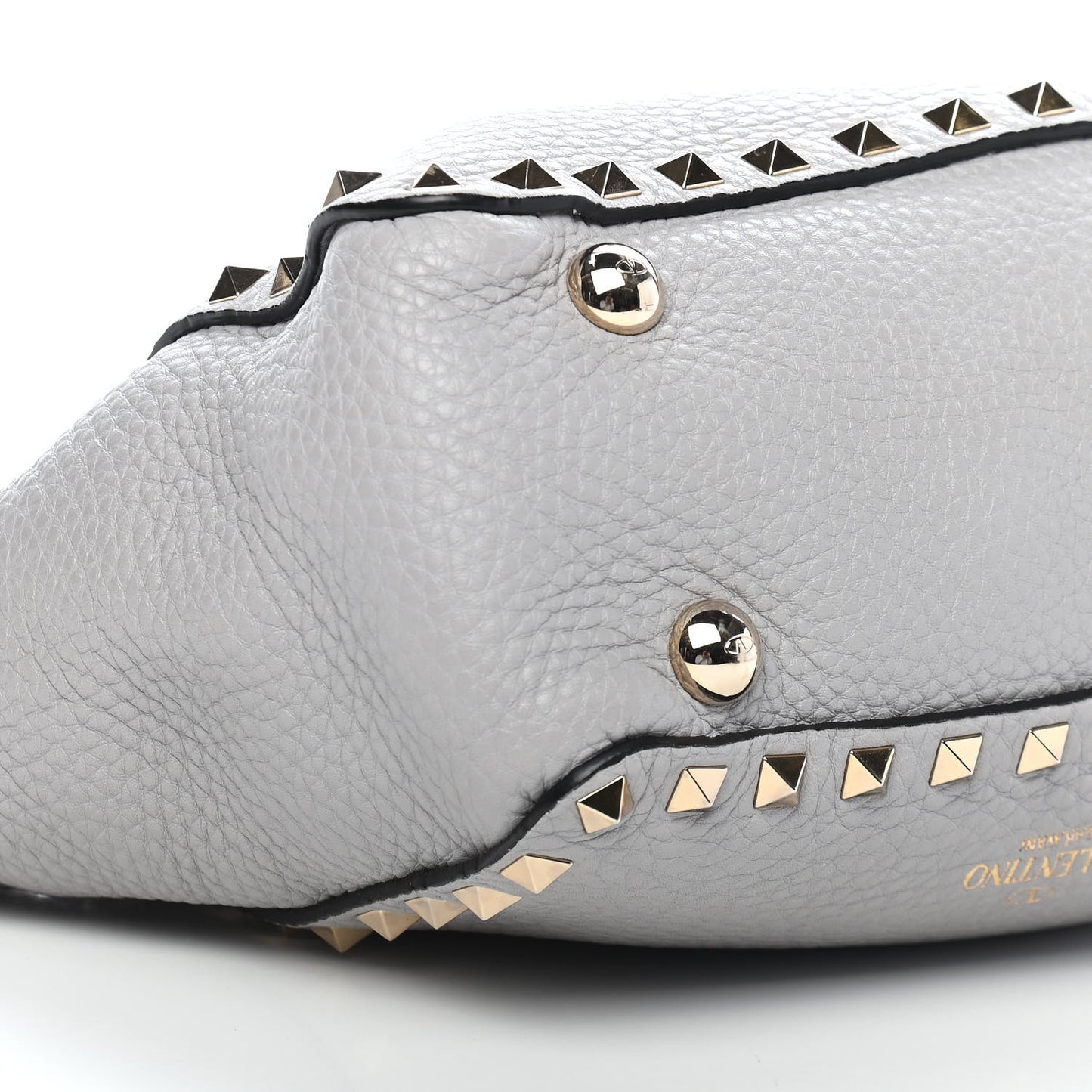 Grained Calfskin Mini Rockstud Tote Pastel Grey