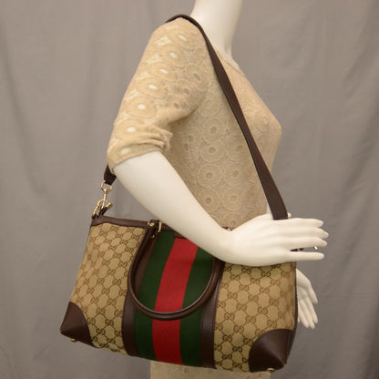Gucci Monogram Vintage Web Medium Top Handle Bag 2 of 8