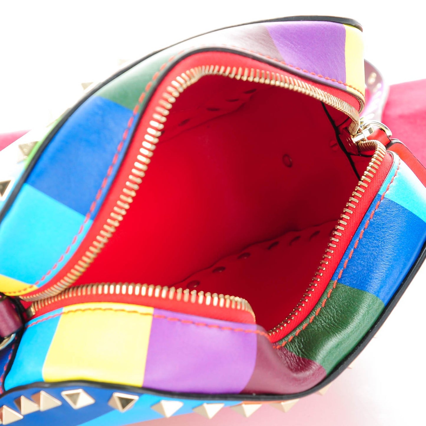 Vitello 1973 Rockstud Camera Crossbody Bag Multicolor