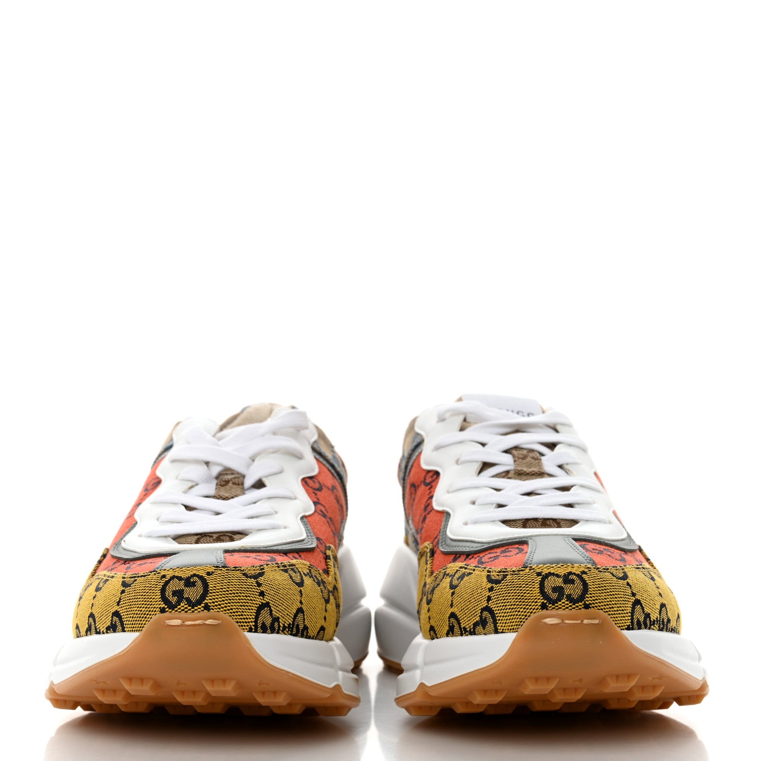 Gucci Monogram Multicolor Mens Rhyton Sneakers 8.5 Yellow Blue Great White Tabasco 2 of 8