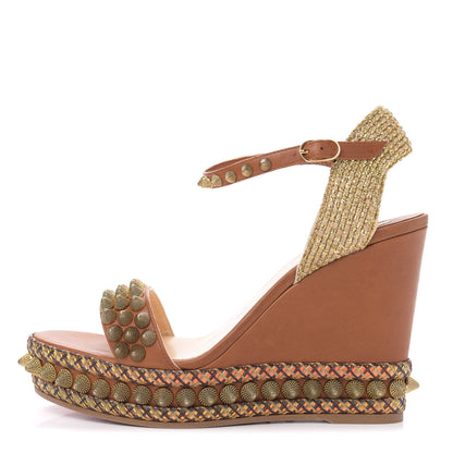 Christian Louboutin Calfskin Cordorella 110 Wedge Sandals 39 Version Cuoio 1 of 8