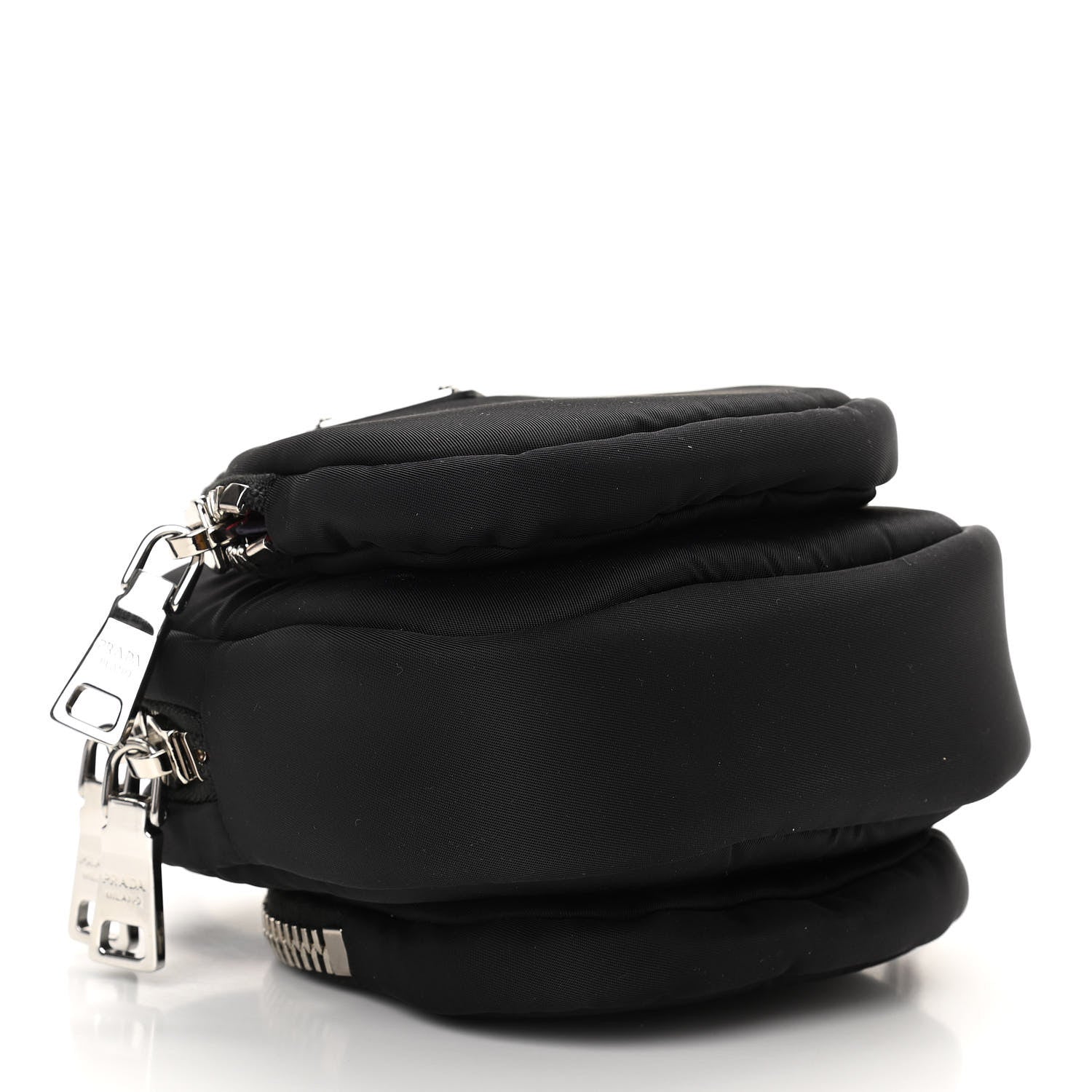 Prada Tessuto Nylon Pocket Small Wristlet Pouch Black Fuoco 4 of 6