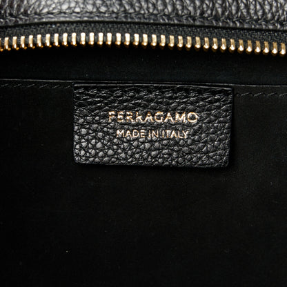 Salvatore Ferragamo Hammered Calfskin Small Firenze East West Tote Bag Black 6 of 13