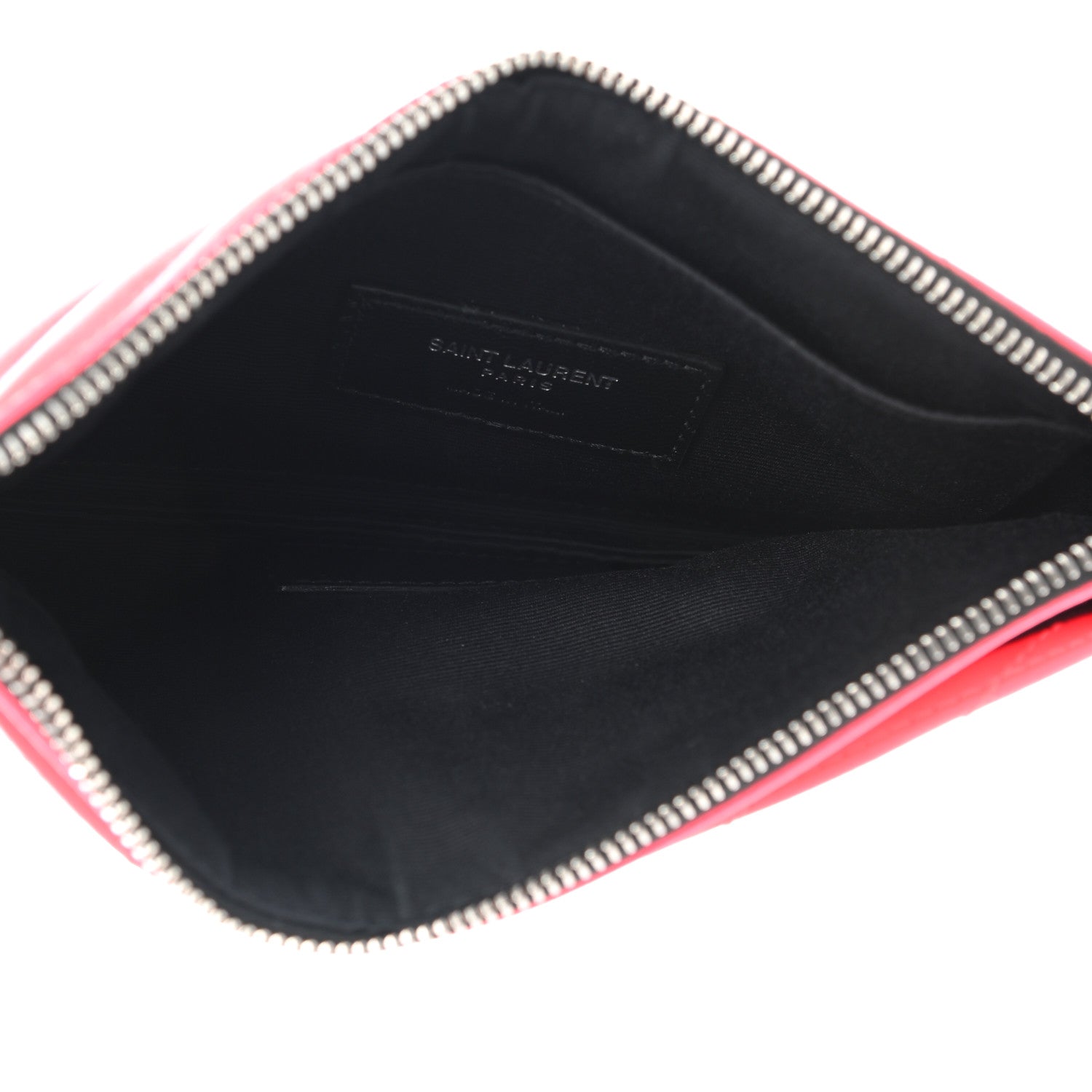 Saint Laurent Patent Grain De Poudre Matelasse Chevron Monogram Bill Pouch Neon Pink 5 of 12