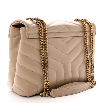 Saint Laurent Calfskin Y Quilted Monogram Small Loulou Chain Satchel Dark Beige 3 of 11