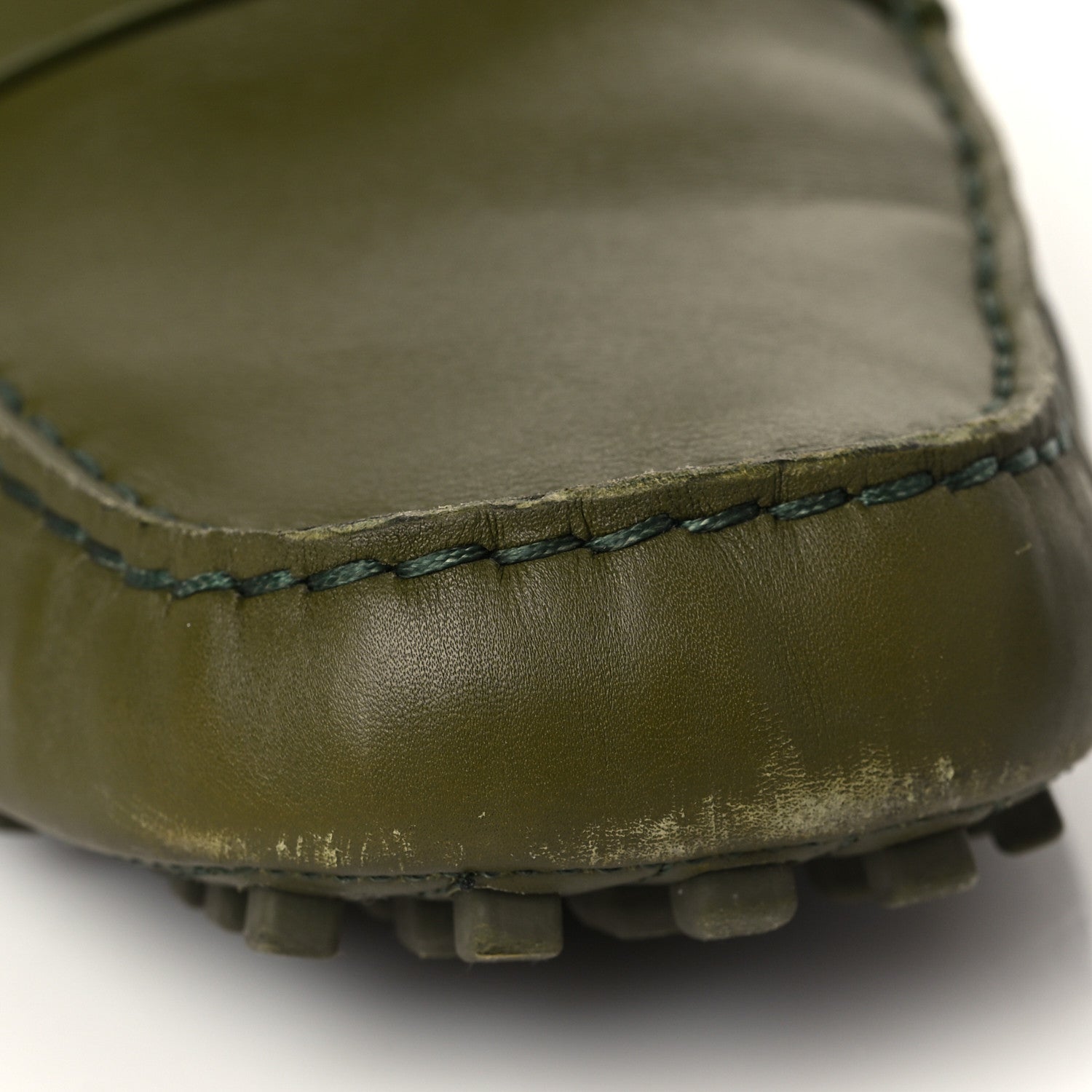 Gucci Soft Clove Calfskin Monochrome Mens Interlocking G Driver Loafers 11 Juniper Green 13 of 13