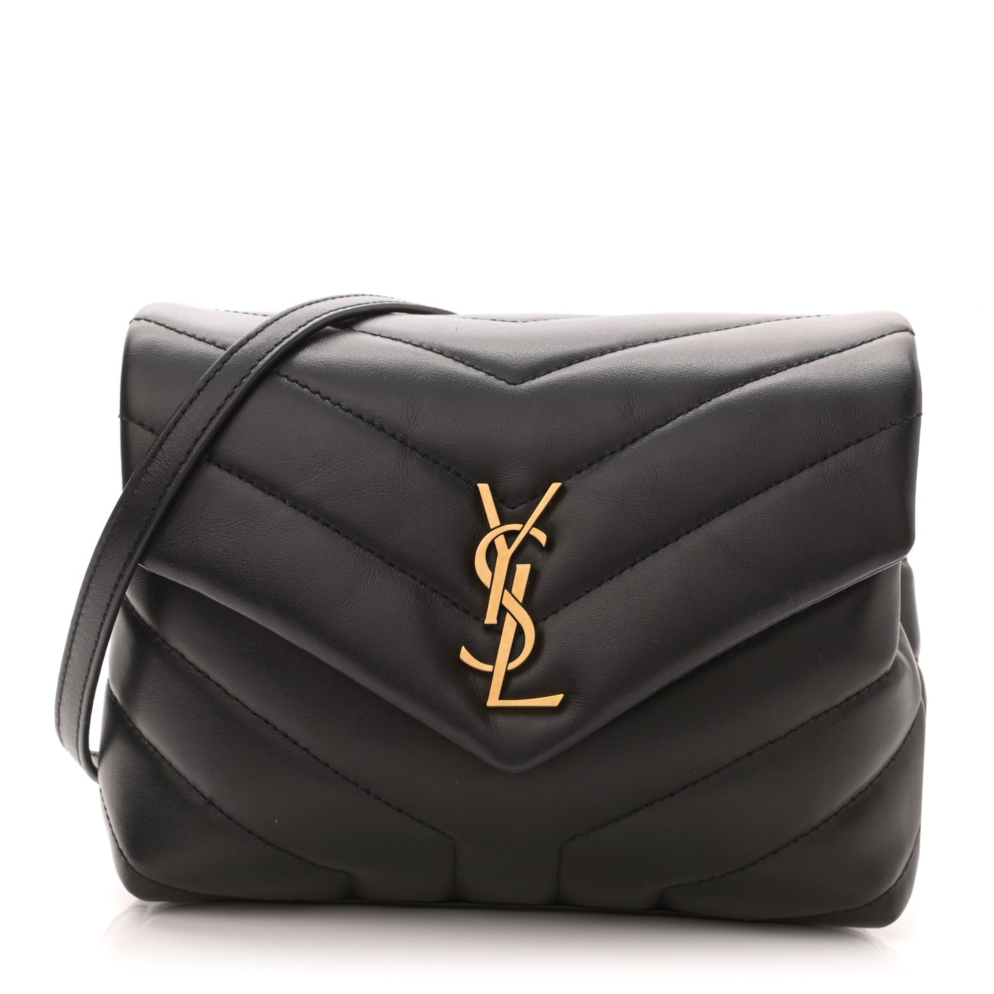 Calfskin Y Quilted Monogram Toy Loulou Crossbody Bag Black