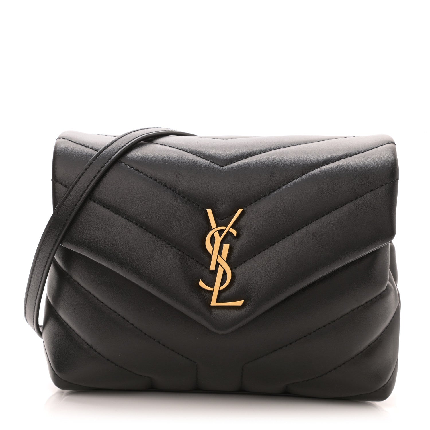 Saint Laurent Calfskin Y Quilted Monogram Toy Loulou Crossbody Bag Black 1 of 9