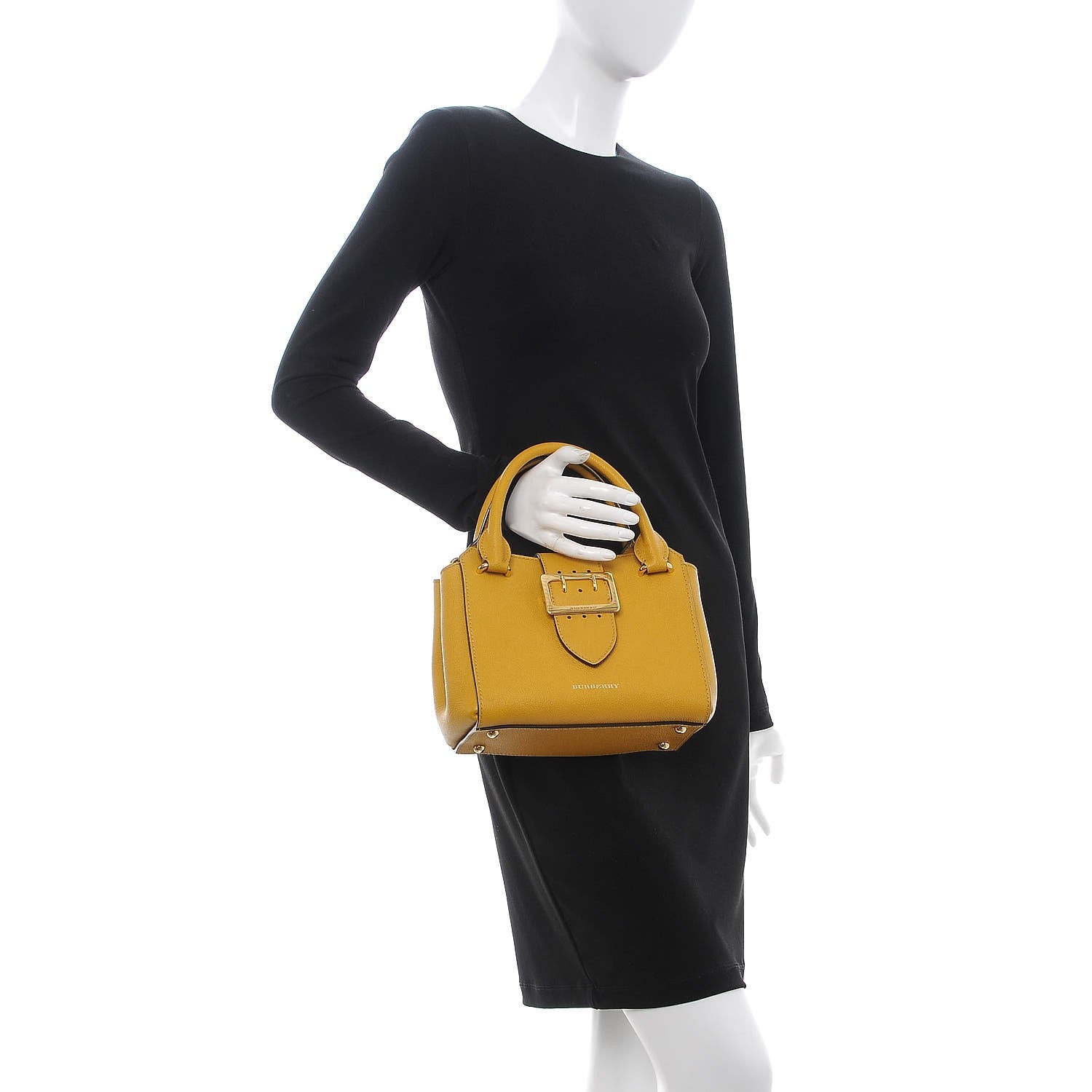 Burberry Soft Grain Calfskin Small Buckle Tote Bright Straw 4 of 10