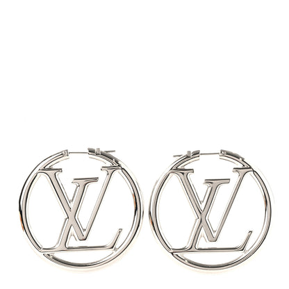Louis Vuitton Palladium Louise Hoop Earrings Silver 1 of 6