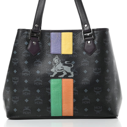 MCM Visetos Striped Munich Lion Tote Black 8 of 16