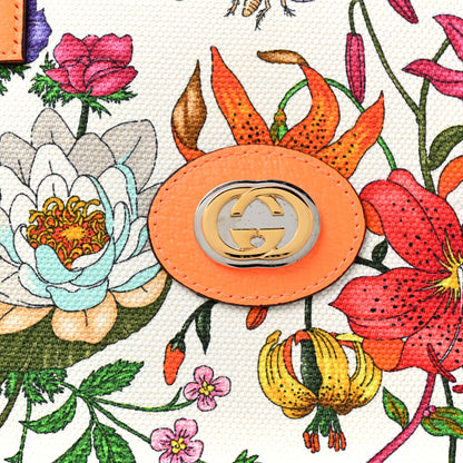 Gucci Canvas Medium Flora Tote White Multicolor Orange Fluo 6 of 13