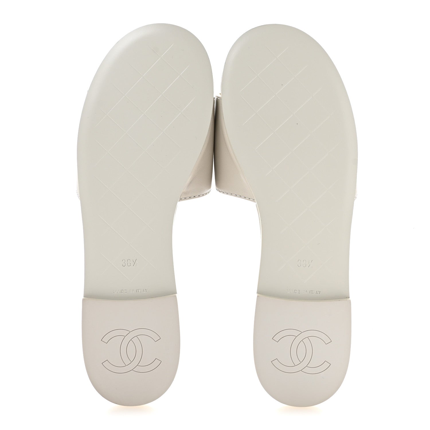 Chanel Lambskin Quilted Turnlock Flat Mules 38.5 Light Gray 6 of 10